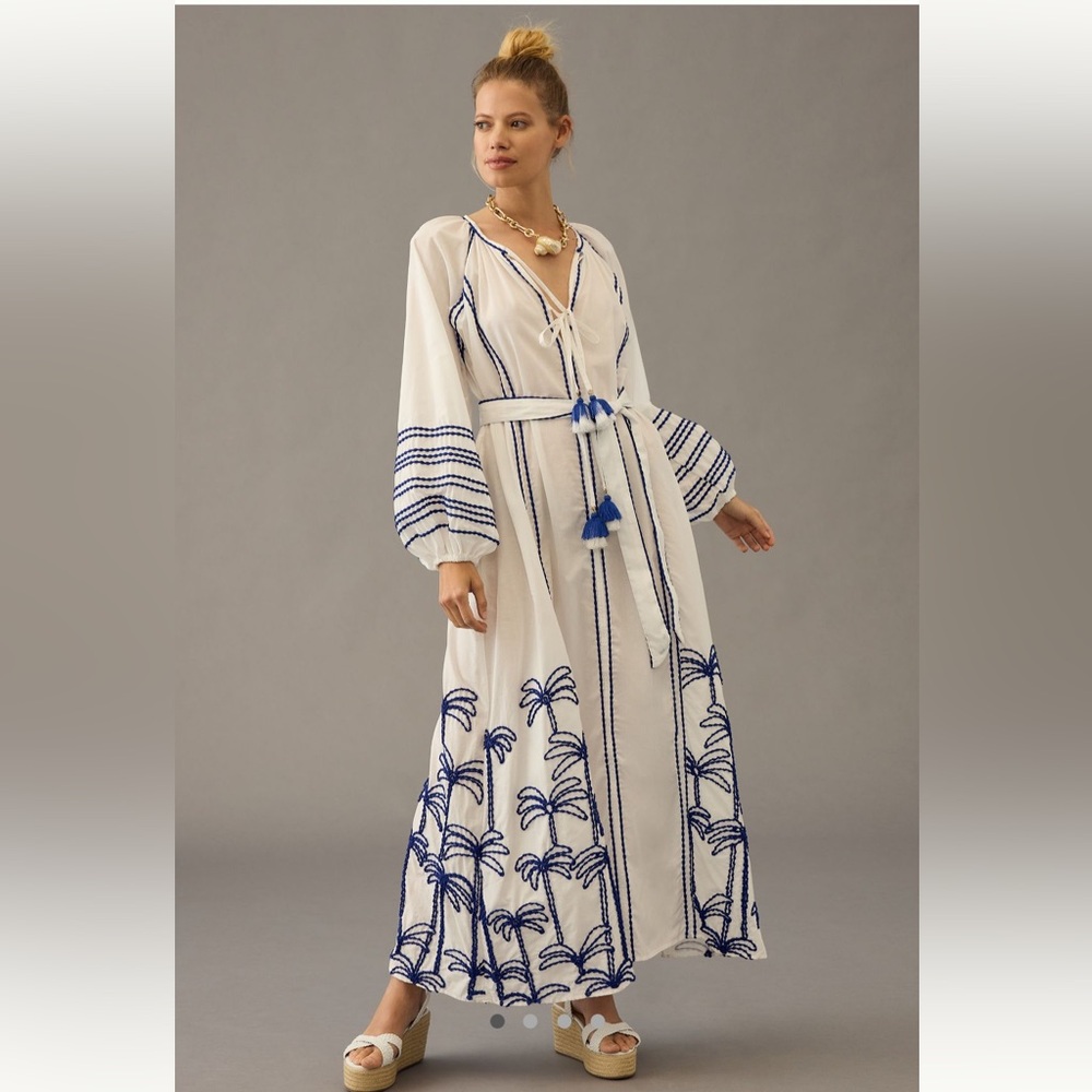 NWT LACE THE LABEL EMBROIDERED PEASANT DRESS Anthropologie XS